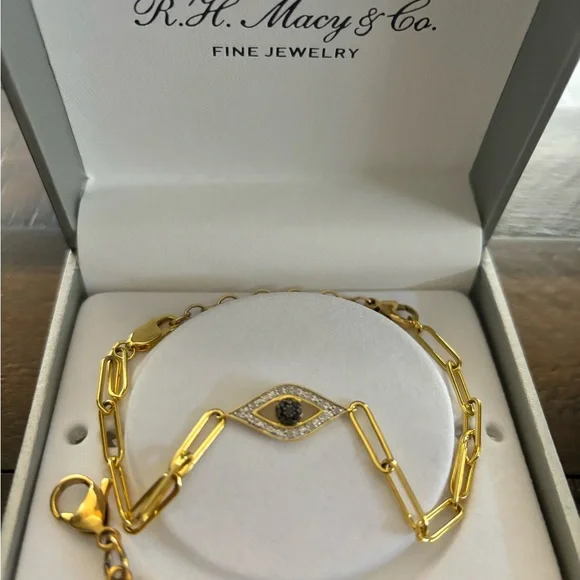 14k gold over sterling silver “Evil Eye” bracelet. - Picture 2 of 2